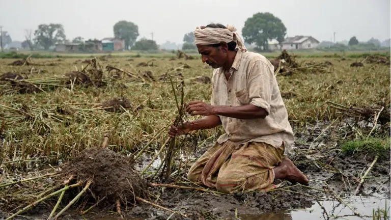हवा और बारिश से फसल गिरना